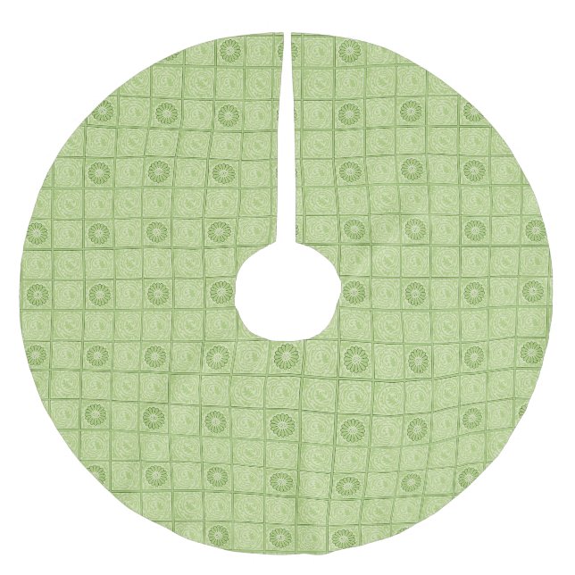 William Morris Diaper Grön Kakelmönster Julgransmatta Borstad Polyester (Framsidan)