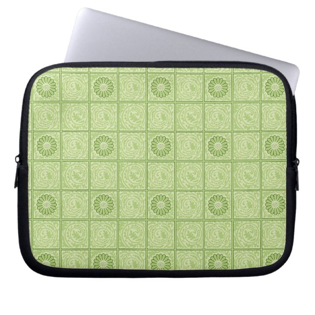 William Morris Diaper Grön Kakelmönster Laptop Fodral (Framsidan)