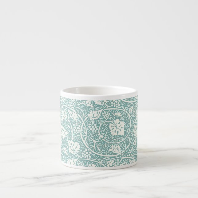 William Morris druvmönster teal turkos Espressomugg (Framsidan)