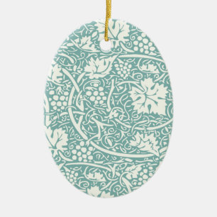 William Morris druvmönster teal turkos Julgransprydnad Keramik