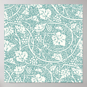 William Morris druvmönster teal turkos Poster