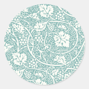William Morris druvmönster teal turkos Runt Klistermärke