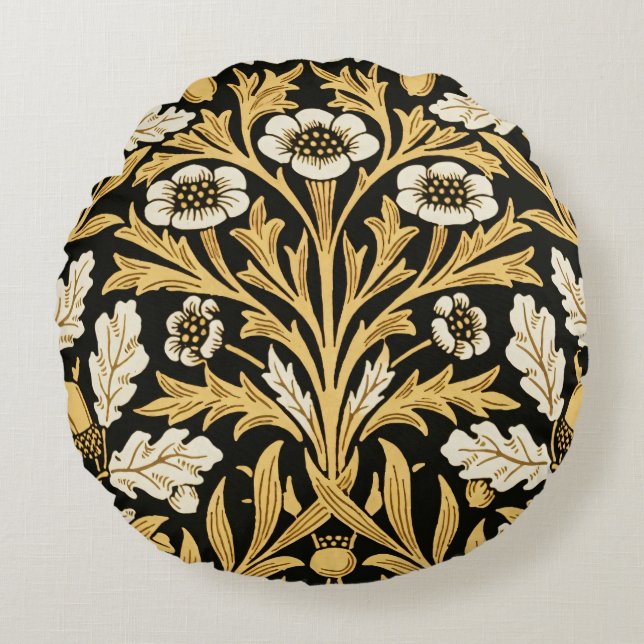 William Morris Ekollon & Eklöv Trädgård höst Rund Kudde (Framsidan)