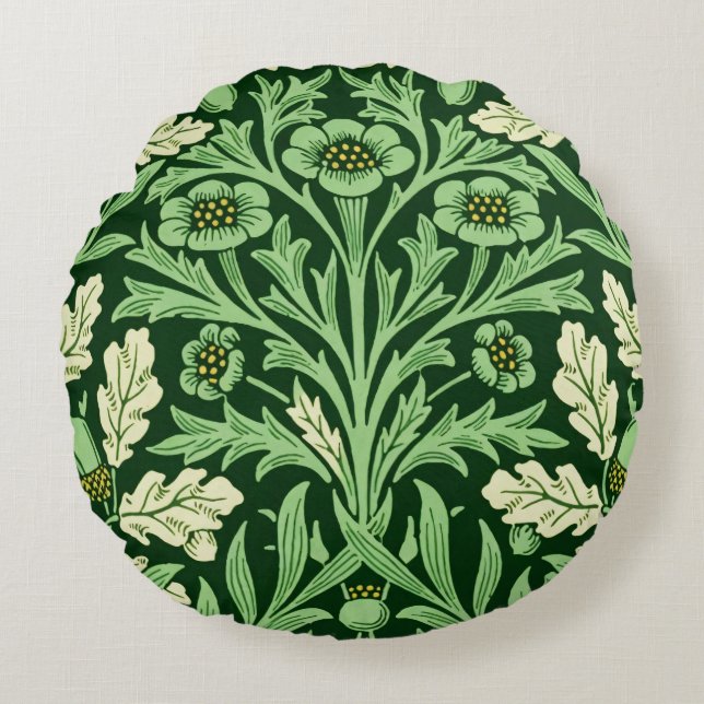 William Morris Ekollonar & Eklöv Vårträdgård Rund Kudde (Framsidan)