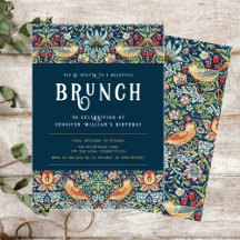 William Morris elegant blå Brunch inbjudan