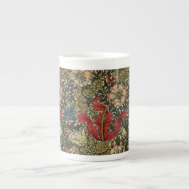 William Morris Elegant Blommönster Red Grönt Benporslin Mugg