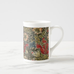 William Morris Elegant Blommönster Red Grönt Benporslin Mugg