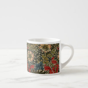 William Morris Elegant Blommönster Red Grönt Espressomugg