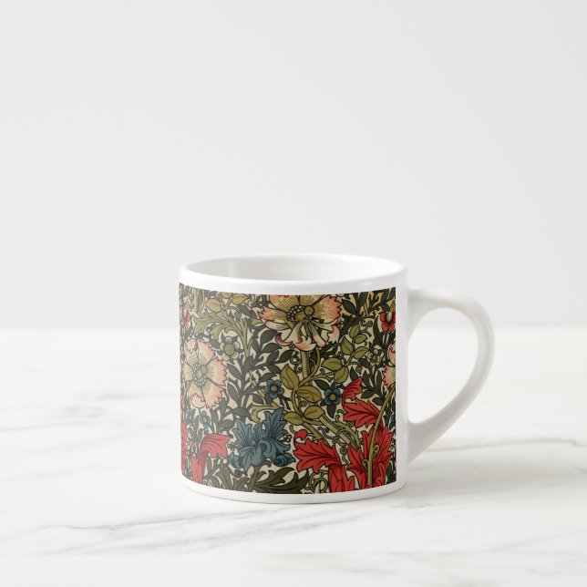 William Morris Elegant Blommönster Red Grönt Espressomugg (Höger)