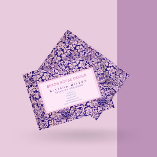 William Morris - Elegant Lila och Rosa Blommigt Visitkort