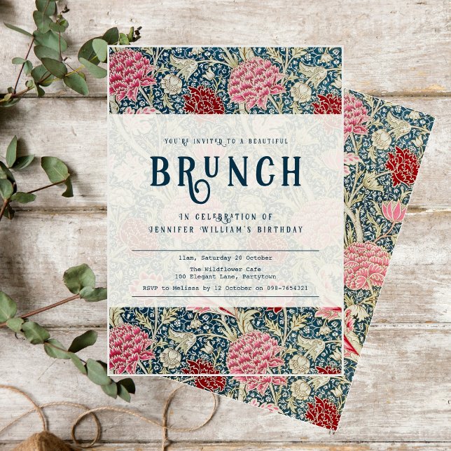 William Morris elegant rustic Brunch-inbjudan Inbjudningar (Skapare uppladdad)