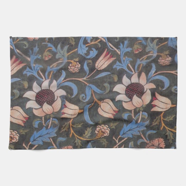 William Morris Evenlode-mönster: Vintage Moody Kökshandduk (Horisontell)
