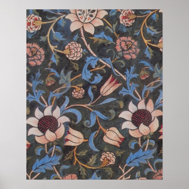 William Morris Evenlode Textil Blommig Konst Poster (Framsidan)