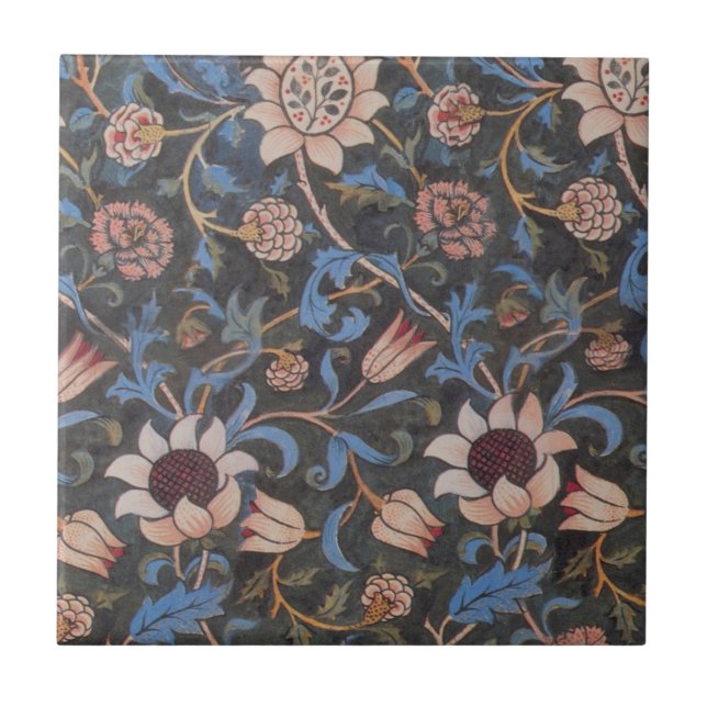 William Morris Evenlode Textile Blommigt Art Kakelplatta (Framsidan)