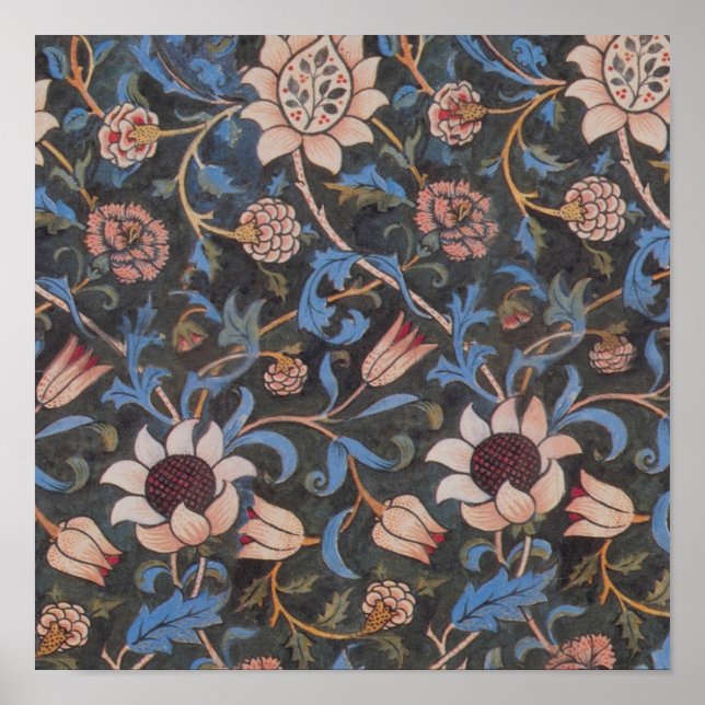 William Morris Evenlode Textile Blommigt Art Poster (Framsidan)
