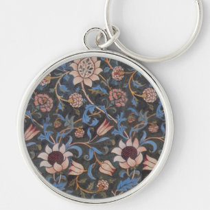 William Morris Evenlode Textile Blommigt Art Rund Silverfärgad Nyckelring