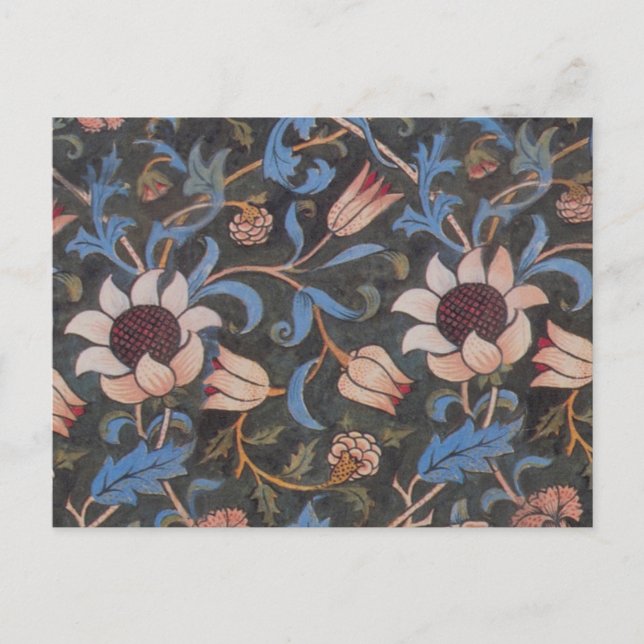 William Morris Evenlode Textile Blommigt Art Vykort (Framsida)