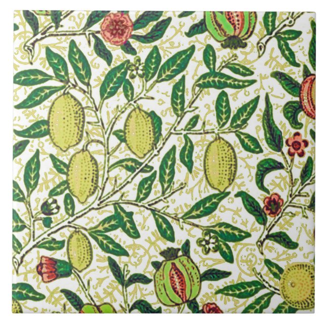 William Morris Exotic Fruit, Lemon Gult Kakelplatta (Framsidan)