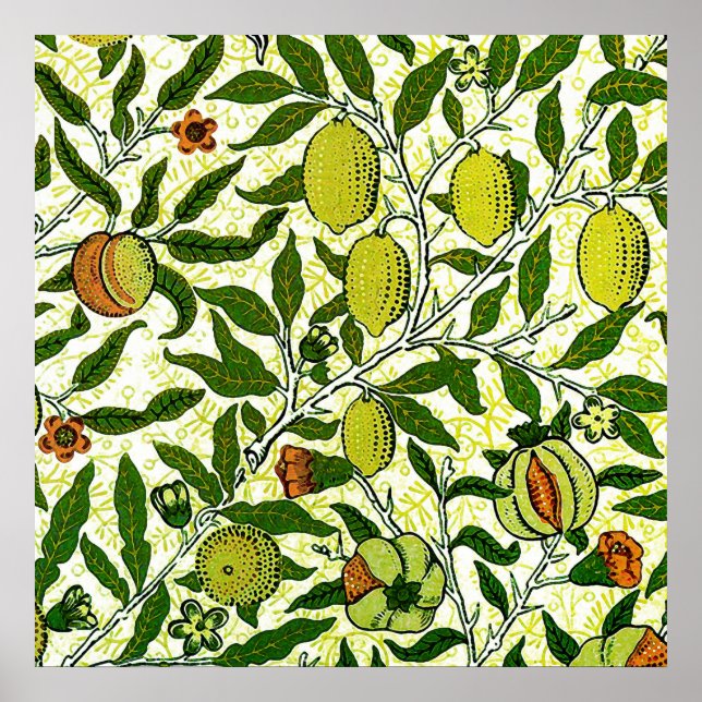 William Morris Exotic Fruit, Lemon Gult Poster (Framsidan)