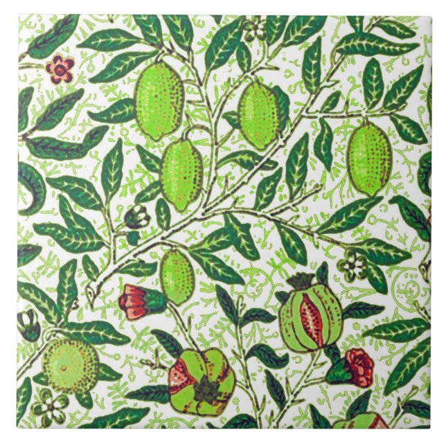 William Morris Exotic Fruit, Lime Green Kakelplatta (Framsidan)