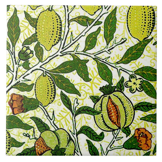 William Morris exotisk frukt, citron - gult & Kakelplatta (Framsidan)