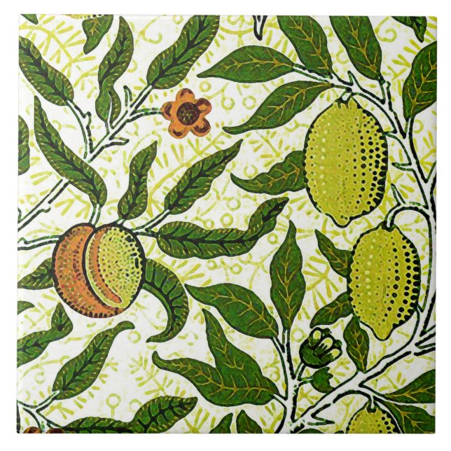 William Morris exotisk frukt, citron - gult Kakelplatta (Framsidan)