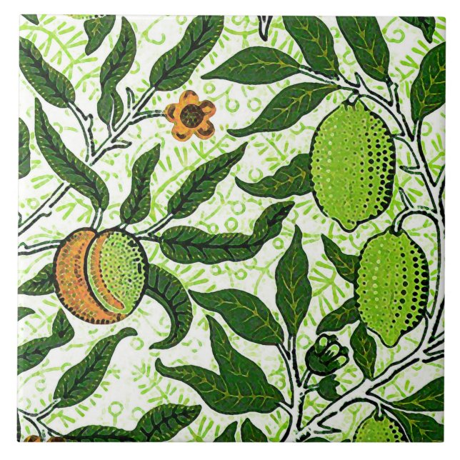 William Morris exotisk frukt, limefruktgrönt Kakelplatta (Framsidan)