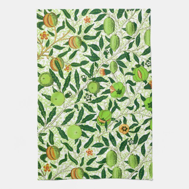 William Morris exotisk frukt, limefruktgrönt Kökshandduk (Vertikal)