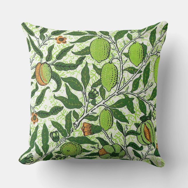 William Morris exotisk frukt, limefruktgrönt Kudde (Framsida)
