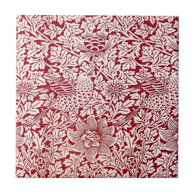 William Morris fågel och anemon Kakelplatta (Framsidan)