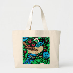 William Morris Fågel- och blommotiv, på svart Jumbo Tygkasse