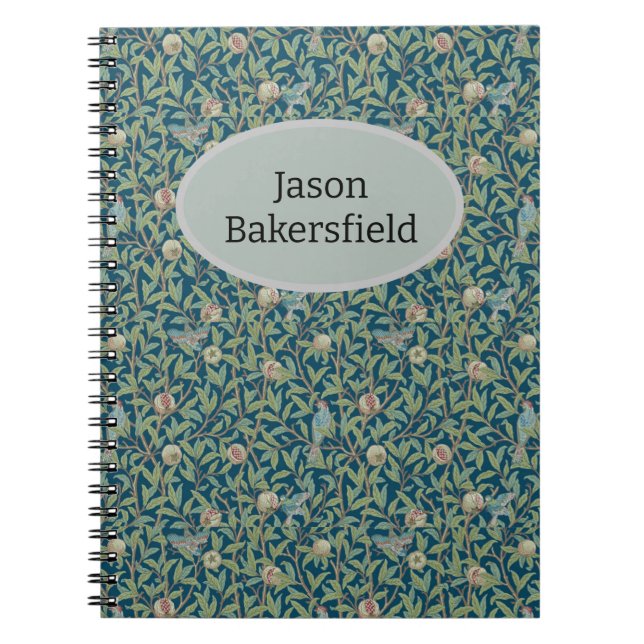 William Morris "Fågel och granatapple" Personlig Anteckningsbok (Framsidan)