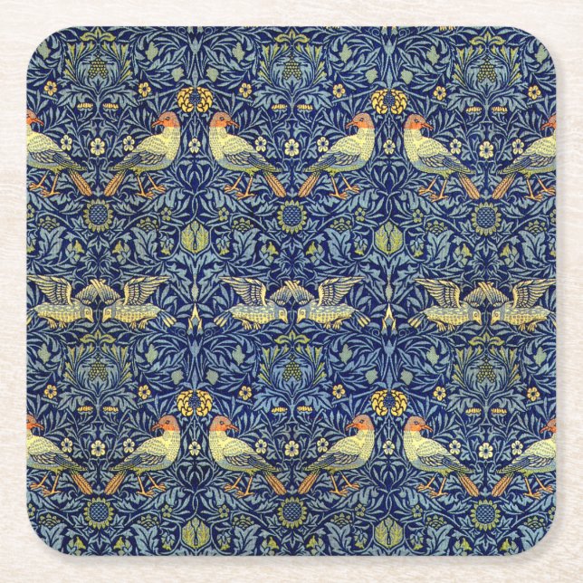 William Morris fågelmönster Underlägg Papper Kvadrat (Framsidan)