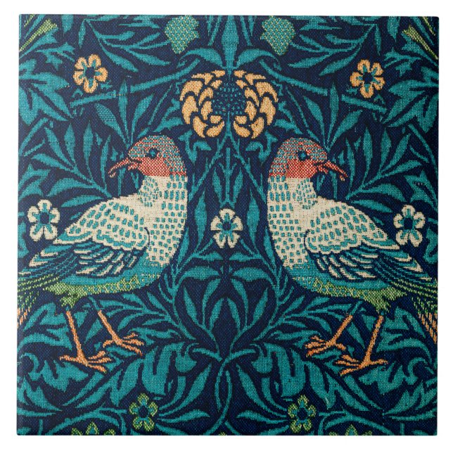 William Morris - Fåglar & Blommönster Kakelplatta (Framsidan)