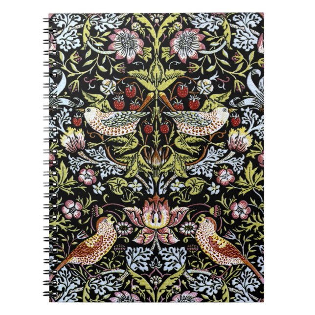 William Morris fåglar och blommor 2 Anteckningsbok Med Spiral (Framsidan)
