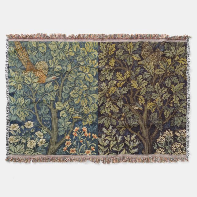 William Morris Fasan Fågel Träd Blomma Filt (Framsidan)