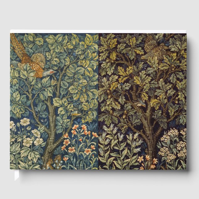 William Morris Fasan Fågel Träd Blomma Gästböcker (Framsida)