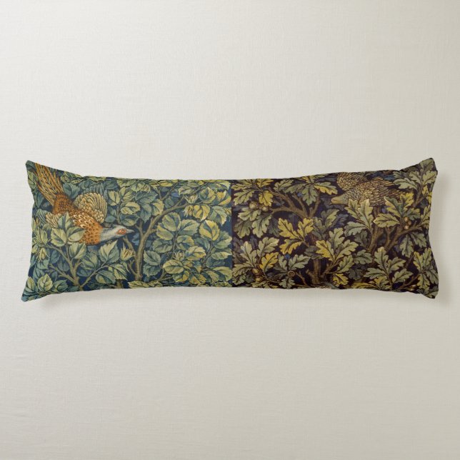 William Morris Fasan Fågel Träd Blomma Kroppskudde (Framsidan)