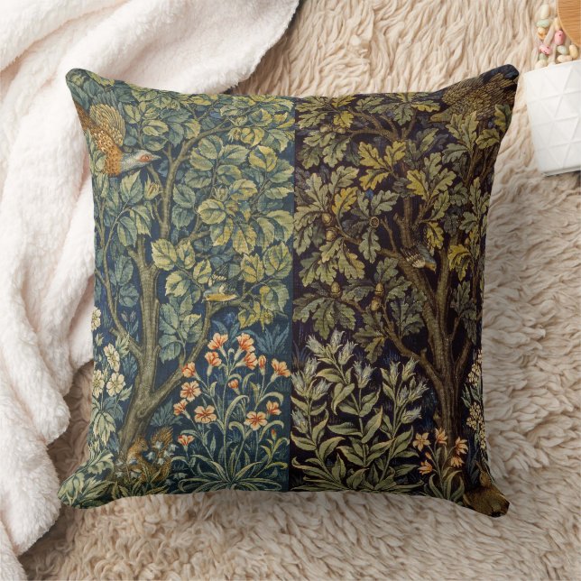 William Morris Fasan Fågel Träd Blomma Kudde (Filt)