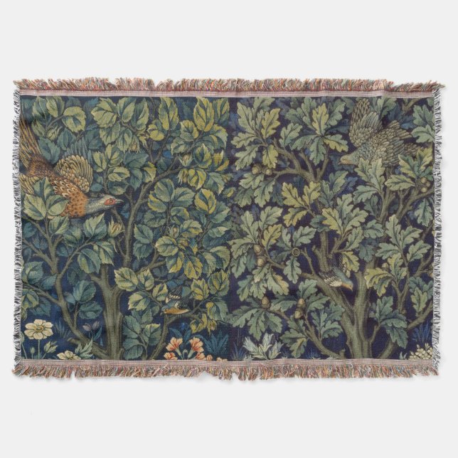 William Morris Fasan Fågel Träd Skogsmark Filt (Framsidan)