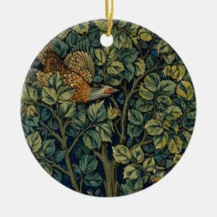 William Morris Fasan Fågel Träd Skogsmark Julgransprydnad Keramik