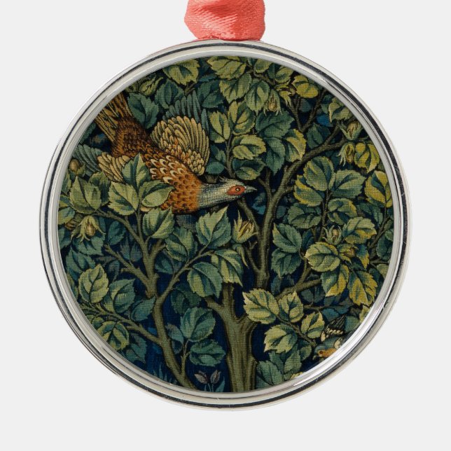 William Morris Fasan Fågel Träd Skogsmark Julgransprydnad Metall (Framsidan)