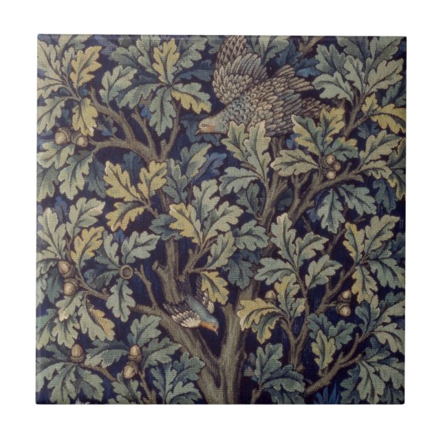 William Morris Fasan Fågel Träd Skogsmark Kakelplatta (Framsidan)