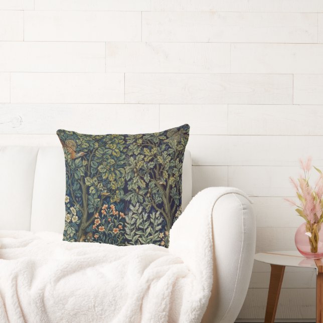 William Morris Fasan Fågel Träd Skogsmark Kudde (Soffa)