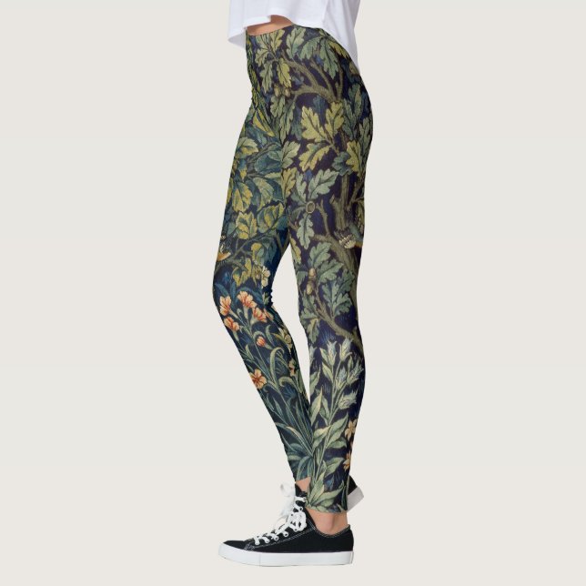 William Morris Fasan Fågel Träd Skogsmark Leggings (Vänster)