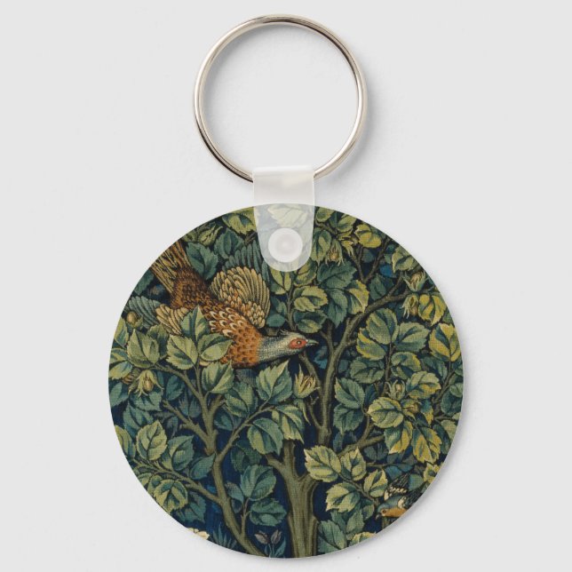 William Morris Fasan Fågel Träd Skogsmark Nyckelring (Framsida)