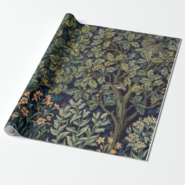 William Morris Fasan Fågel Träd Skogsmark Presentpapper (Utrullad)