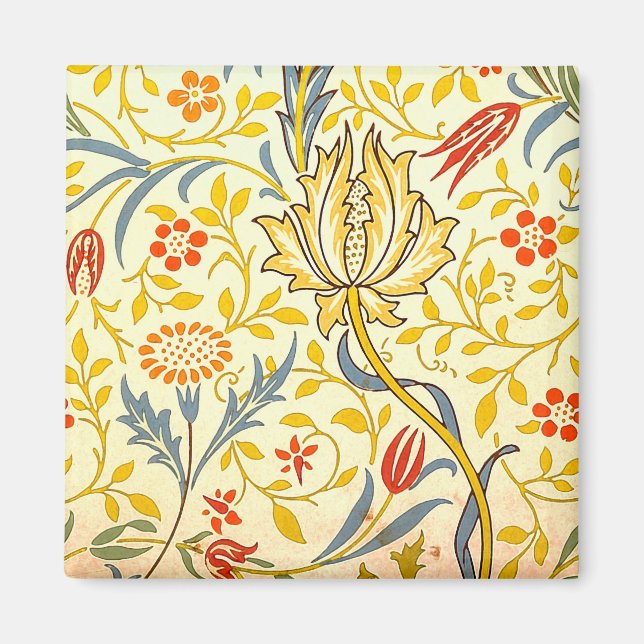 William Morris Flora Blommigt Tapet Mönster Magnet (Framsidan)
