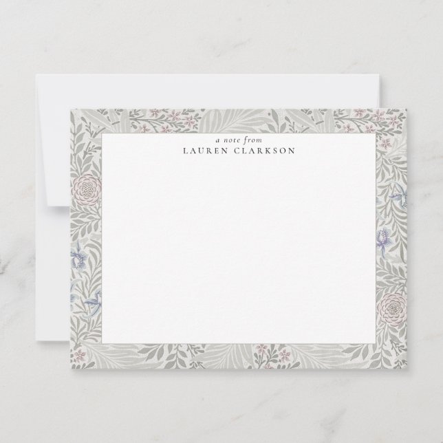 William Morris Floral Gray Stationery Note Card Inbjudningar (Framsida)
