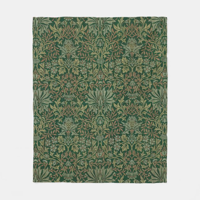 William Morris Flower Garden-Greens Fleecefilt (Framsidan)
